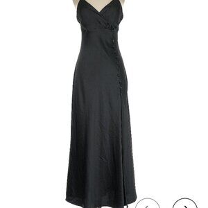 Zara black satin high slit maxi dress, XS